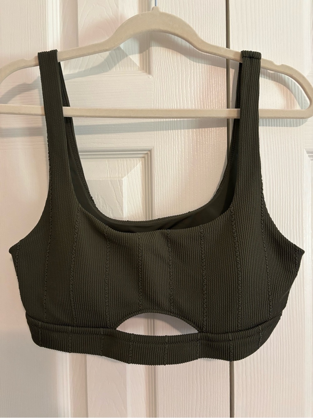 aerie Ribbed Scoop Women’s Bikini Top in Olive - Picture 2 of 9